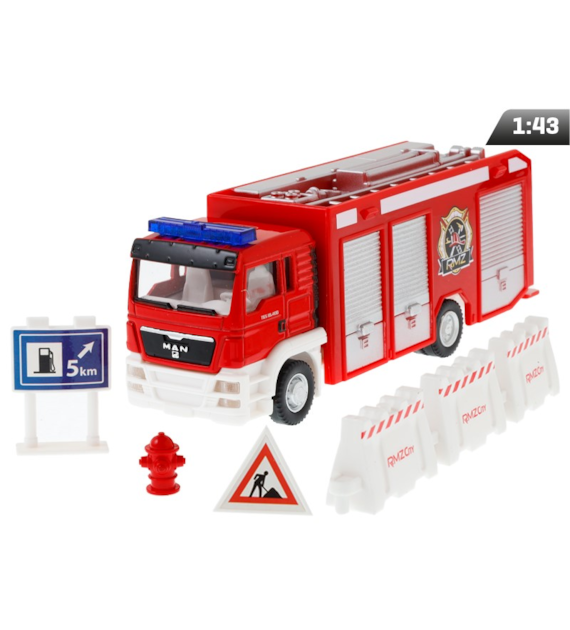 Modell 1:64, Feuerwehrauto RMZ City + Zubehör