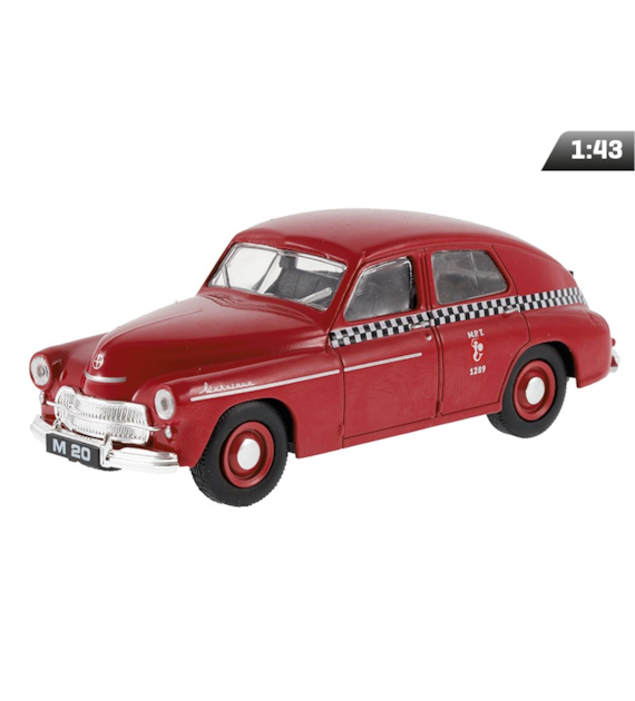 Model 1:43, PRL WARSZAWA M20 TAXI, wiśniowy