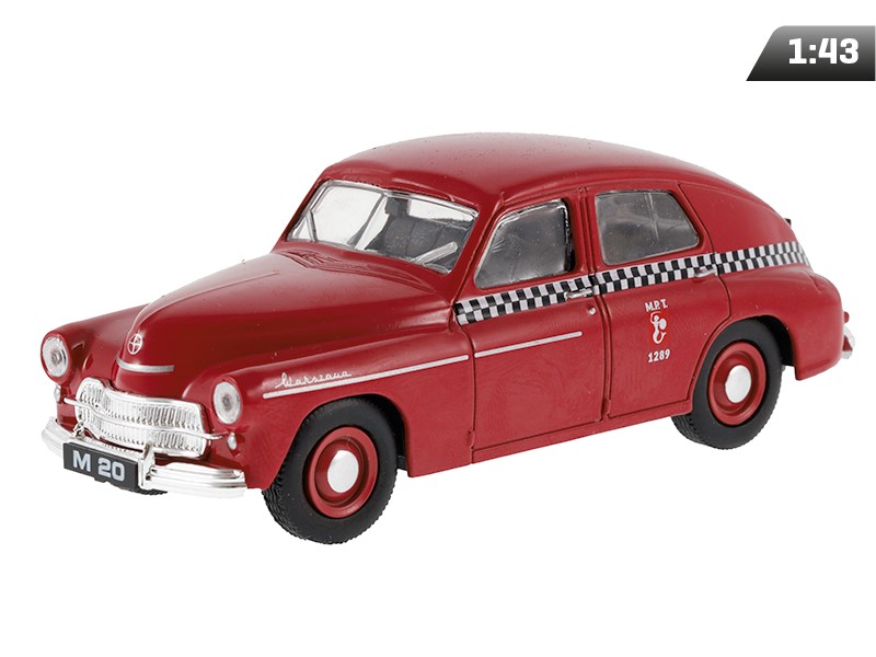 Model 1:43, PRL WARSZAWA M20 TAXI,wiśniowy