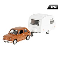 Model 1:43 Fiat 126p + Niewiadów caravan, brown