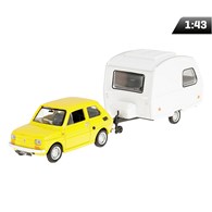 Model 1:43 Fiat 126p + Niewiadów caravan, yellow