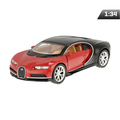 Modèle 1:34 Bugatti Chiron, rouge et noir