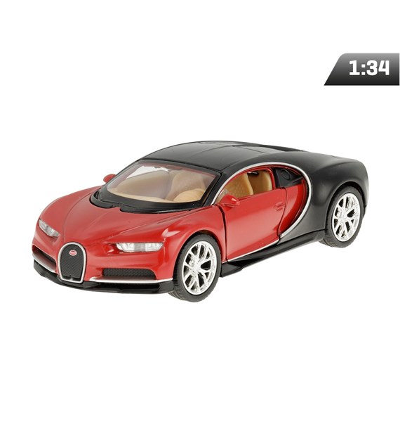 Modèle 1:34 Bugatti Chiron, rouge et noir