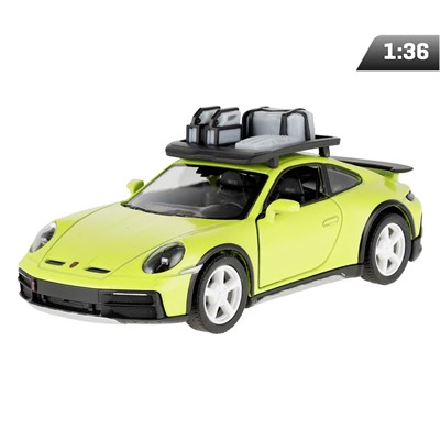 Model 1:36, Porsche 911 Rallye z bagażnikiem dachowym, żółty