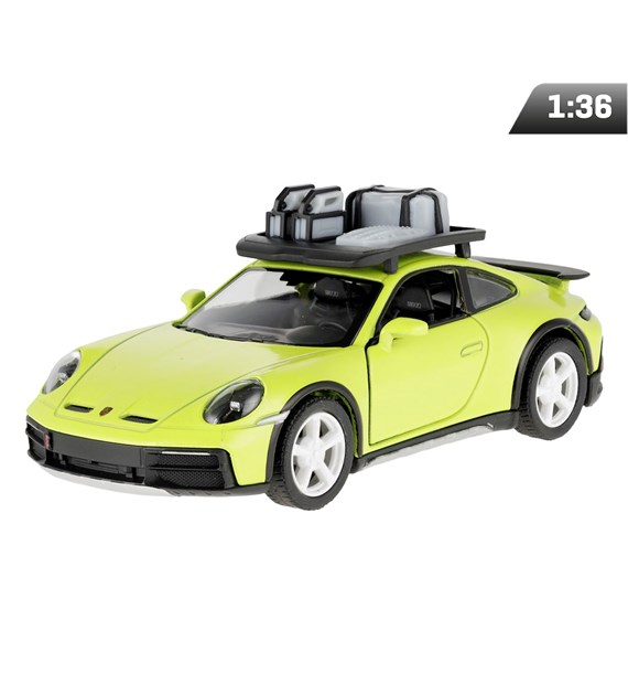 Model 1:36, Porsche 911 Rallye z bagażnikiem dachowym, żółty