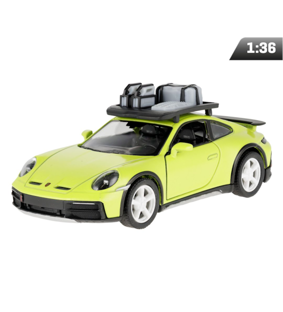 Model 1:36, Porsche 911 Rallye z bagażnikiem dachowym, żółty