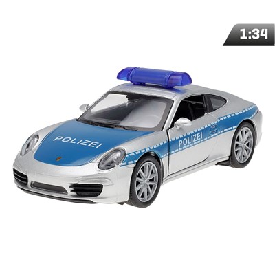 Model 1:34, PORSCHE 911 Carrera S, POLIZEI, srebrny