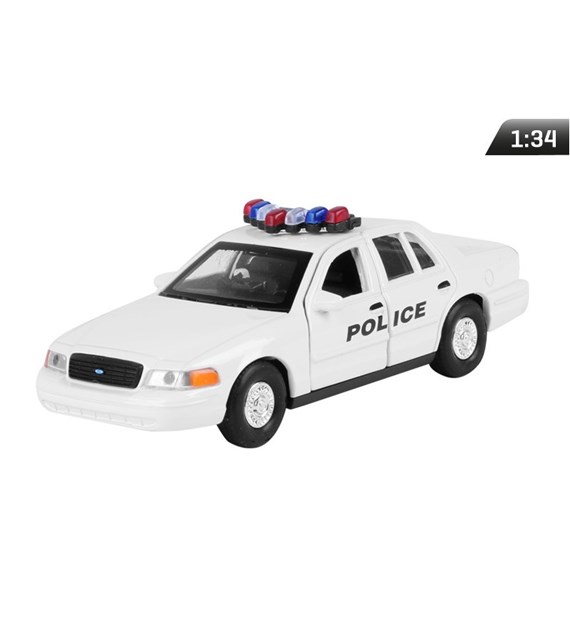 Modell 1:34, 1999 FORD Crown Victoria, POLIZEI, weiß (A876FCVPB)