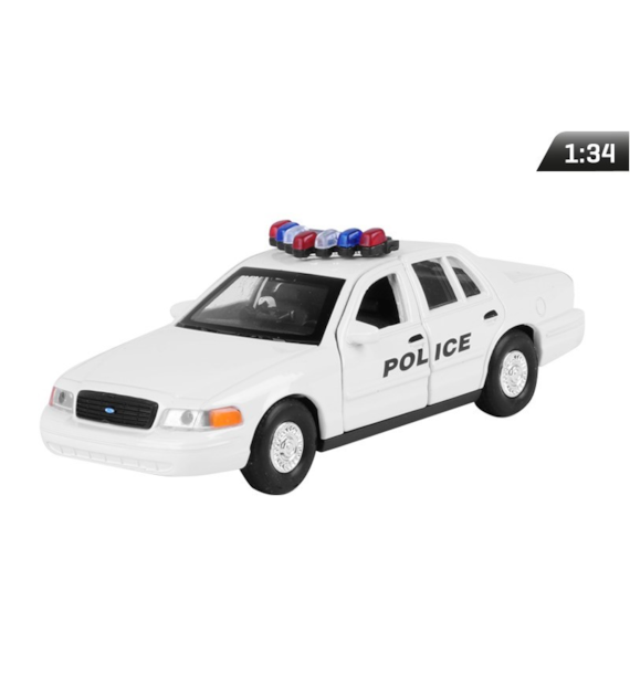 Modèle 1:34, 1999 FORD Crown Victoria, POLICE, blanc (A876FCVPB)