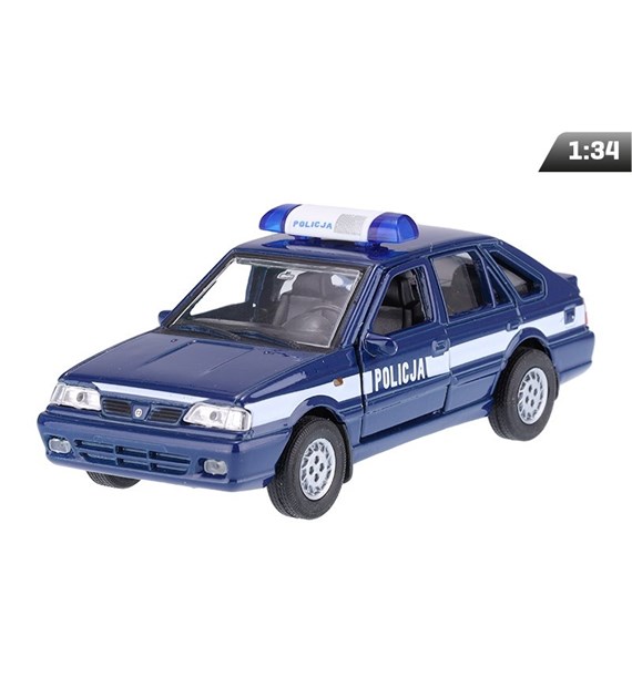 Modell 1:34, PRL Polonez Caro Plus POLICJA, marineblau und weiß (A884PCPPOGB)
