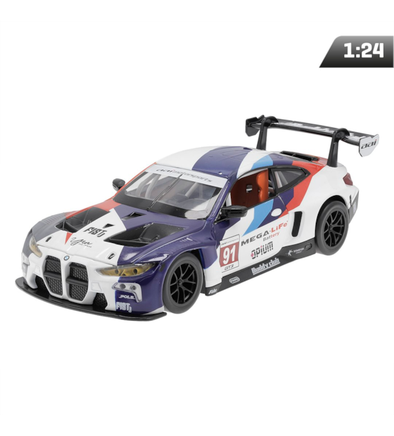 Model 1:24, MSZ, BMW M4 GT3, niebiesko-biały