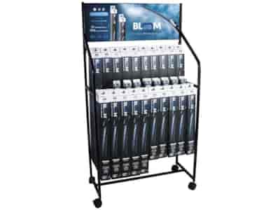 Set of flat wiper blades BLOOM U Multifit with 10 adapters, 90 pcs + new adapters + a standing display with wheels