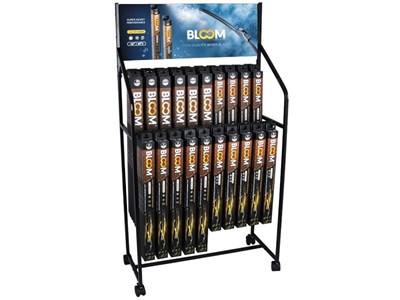 Set of flat wiper blades BLOOM U, 90 el.  + A standing display with wheels