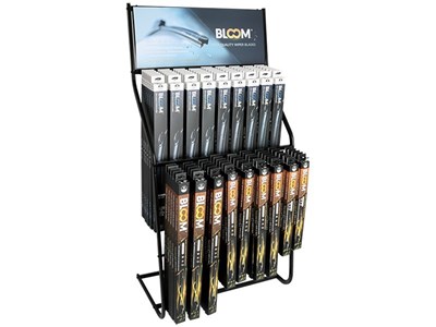 Set of flat wiper blades BLOOM U MIX U + Multifit with 10 adapters, 108 pcs + standing display