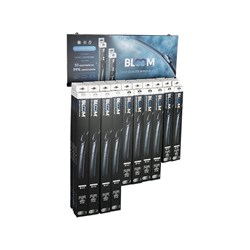 Jeu de balais d'essuie-glace plats BLOOM Multifit avec 10 adaptateurs, 40 pcs + présentoir suspendu