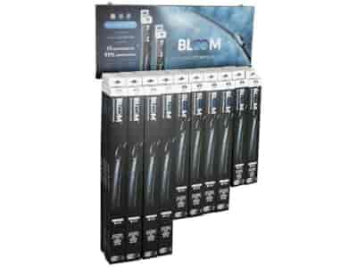 Jeu de balais d'essuie-glace plats BLOOM Multifit avec 10 adaptateurs, 40 pcs + présentoir suspendu