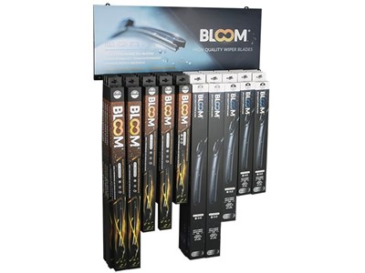 Set of flat wiper blades BLOOM U MIX U + Multifit with 10 adapters, 40 pcs + suspended display