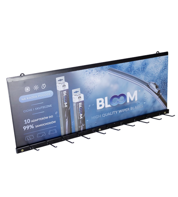 BLOOM wall-mounted display with 10 hooks
