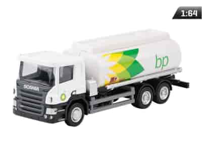 Modèle 1:64, SCANIA P-Series, camion-citerne BP à deux essieux, blanc