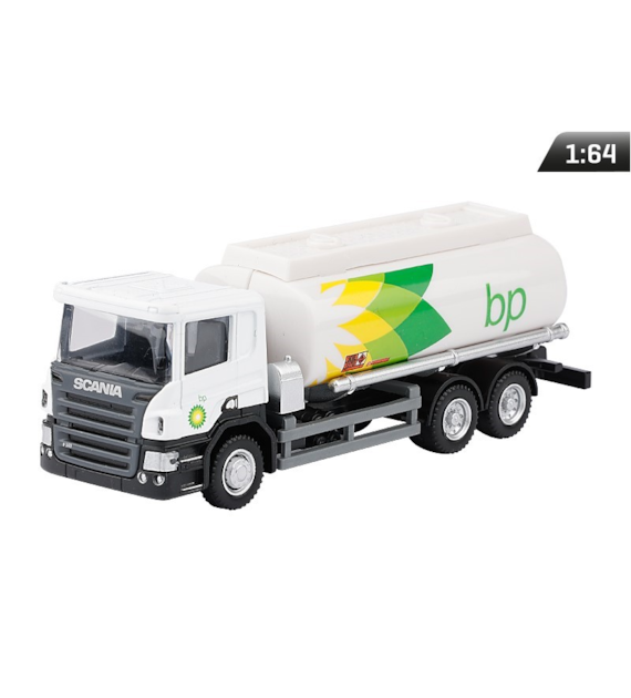 Modèle 1:64, SCANIA P-Series, camion-citerne BP à deux essieux, blanc