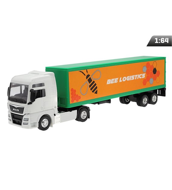 Modèle 1:64, MAN TGX XXL, tracteur blanc, remorque Bee Logistics