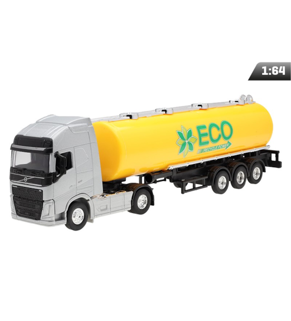 Modèle 1:64, VOLVO FH, tracteur argenté, camion-citerne ECO jaune