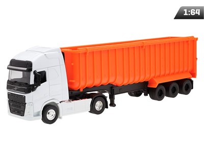 Modell 1:64, VOLVO FH, weißer Traktor, orangefarbener Kipper