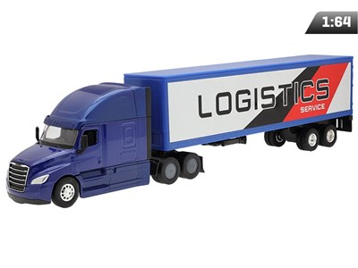 Modèle 1:64, CASCADIA, tracteur bleu marine, semi-remorque Service Logistique