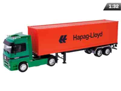 Modèle 1:32, Mercedes-Benz Actros avec conteneur, vert - orange (C12281MBAZP)