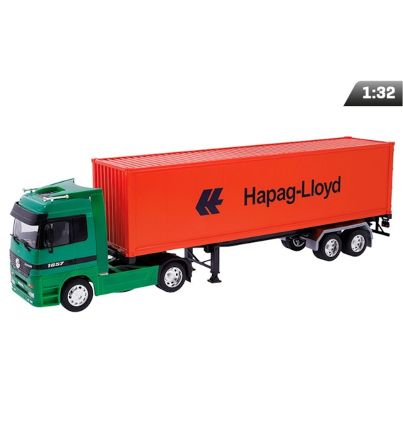 Modèle 1:32, Mercedes-Benz Actros avec conteneur, vert - orange (C12281MBAZP)