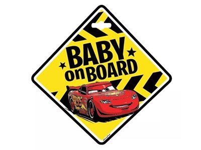 Baby On Board sign, cars