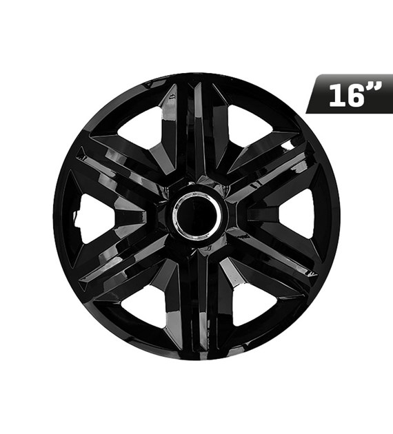 Wheel covers FAST black lacquered   + ring 16  , 4 pcs 