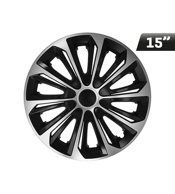 Wheel covers  STRONG DUOCOLOR silver - black 15  , 4 pcs 