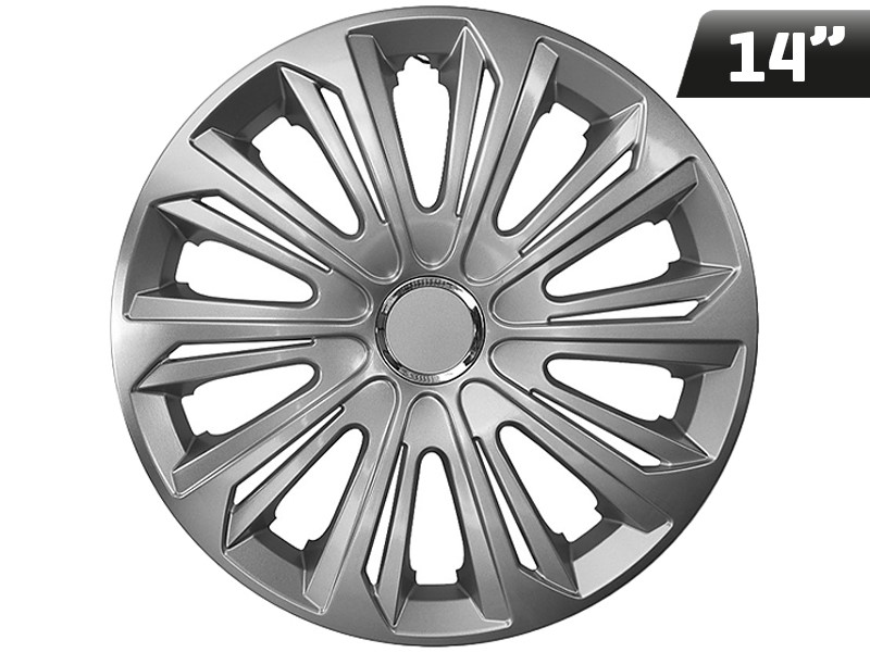 Wheel covers  STRONG silver lacquered + ring 14  , 4 pcs 