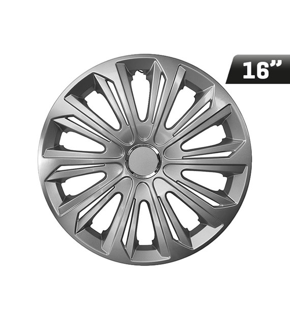 Wheel covers  STRONG silver lacquered + ring 16  , 4 pcs 