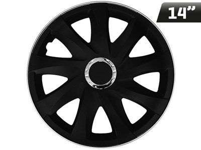 Wheel covers DRIFT BLACK MATT + 14  ring, 4 pcs 