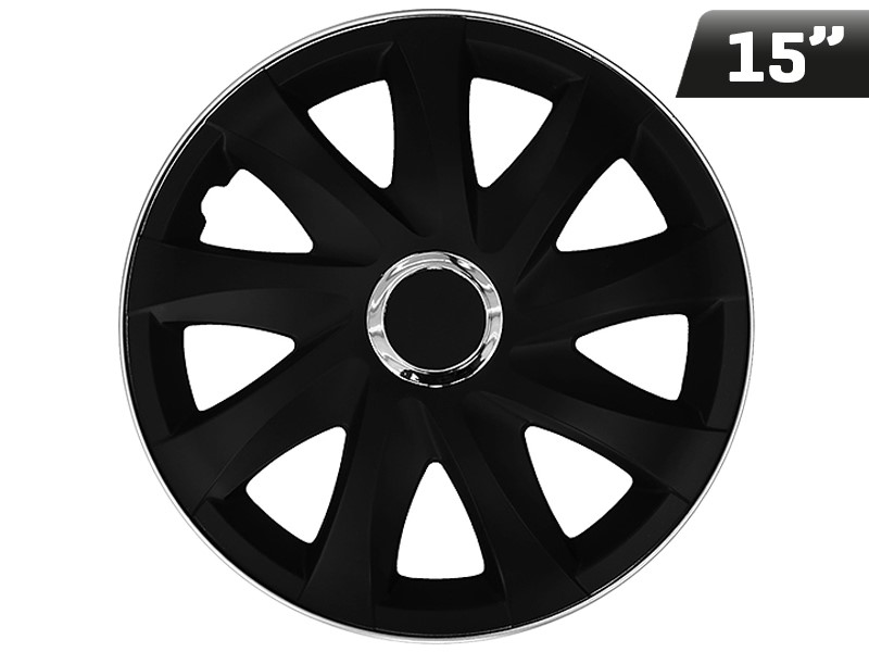 Wheel covers DRIFT BLACK MATT + 15  ring, 4 pcs 