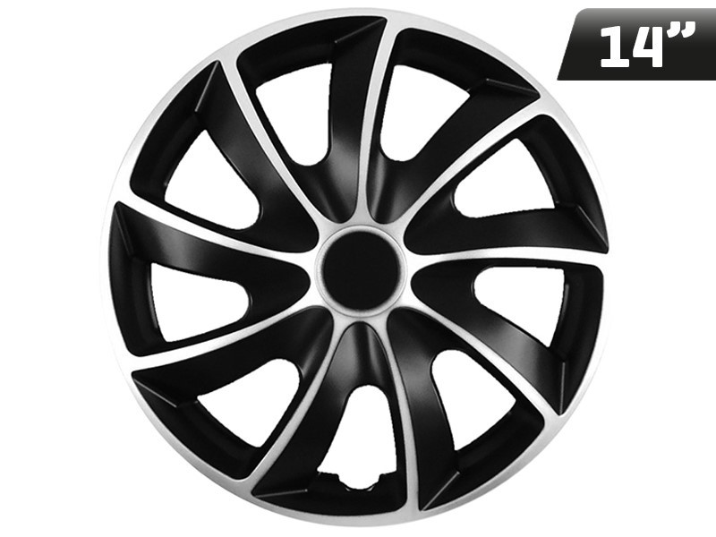 Wheel covers  QUAD BICOLOR silver - black 14  , 4 pcs 