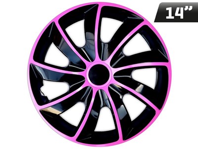 Wheel covers  QUAD BICOLOR pink - black 14  , 4 pcs 