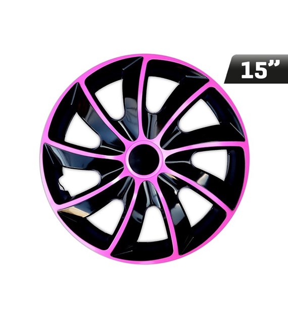 QUAD BICOLOR pink - schwarz 15 , Radkappen 4 Stk 