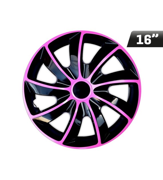 Wheel covers  QUAD BICOLOR pink - black 16  , 4 pcs 