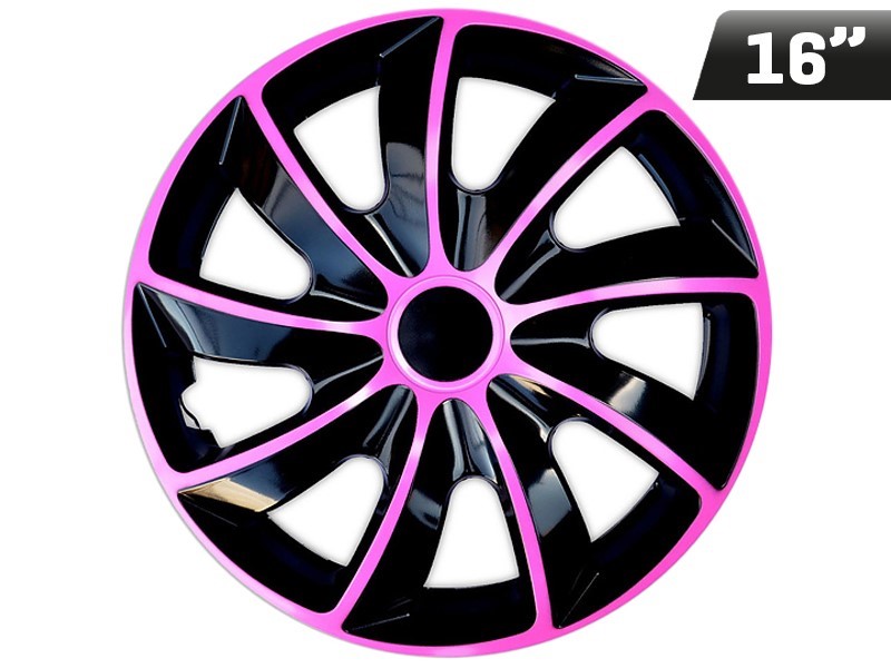 QUAD BICOLOR pink - schwarz 16 , Radkappen 4 Stk 