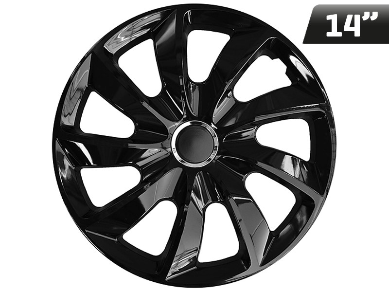 Wheel covers  STIG black laquered + ring 14  , 4 pcs 