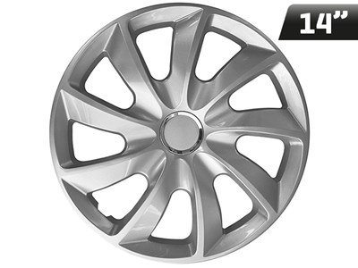 Wheel covers  STIG silver laquered + ring 14  , 4 pcs 