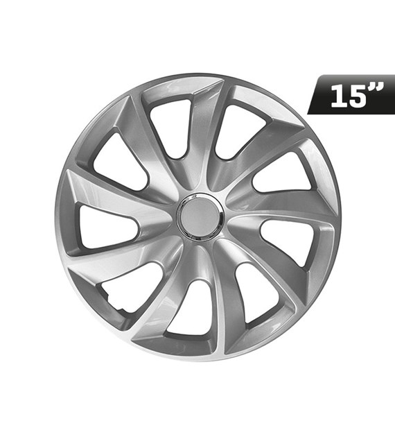 Wheel covers  STIG silver laquered + ring 15  , 4 pcs 