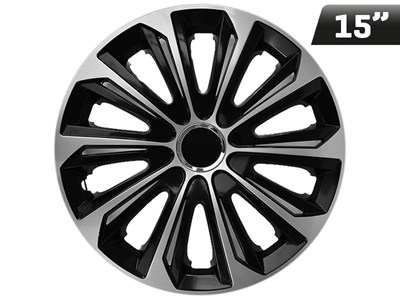 Wheel covers  EXTRA STRONG silver - black 15  , 4 pcs 