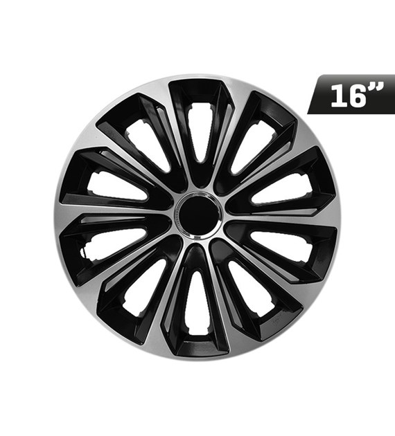 Wheel covers  EXTRA STRONG silver - black 16  , 4 pcs 