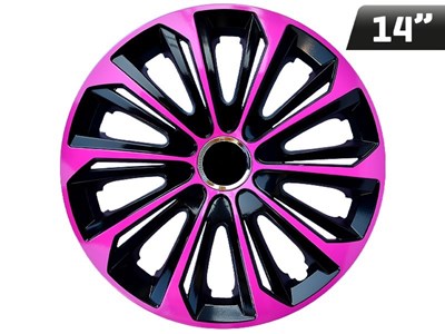 Wheel covers  EXTRA STRONG pink - black 14  , 4 pcs 