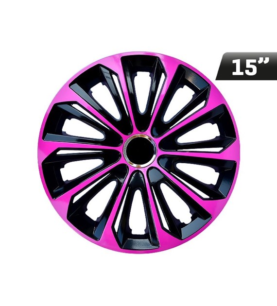 Wheel covers  EXTRA STRONG pink - black 15  , 4 pcs 