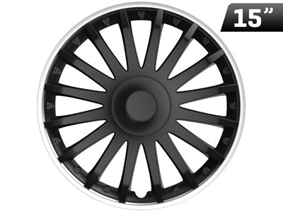 Kołpaki Crystal silver ring / black 15 , 4 szt.